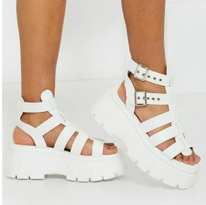 White Chunky Sole Gladiator Sandals